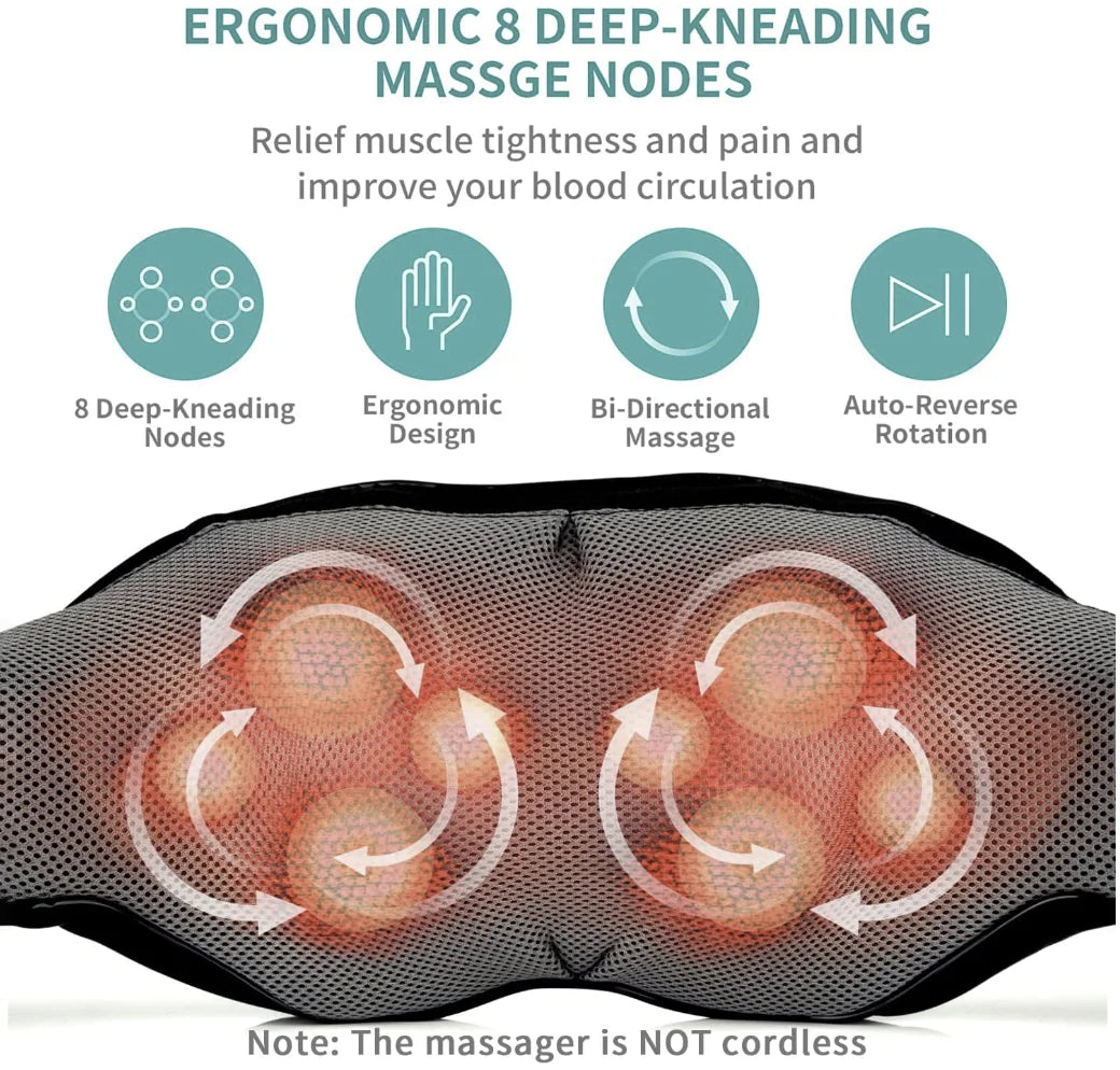 Dailylife Shiatsu Neck and Back Massager with Soothing Heat, Electric Deep Tissue 3D Kneading Massage Pillow for Shoulder, Leg, Body Muscle Pain Relief,