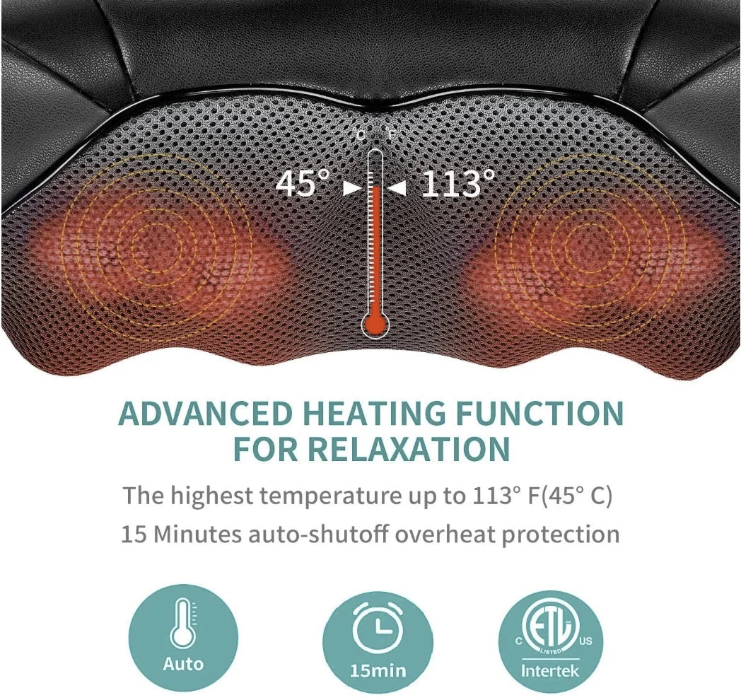 Dailylife Shiatsu Neck and Back Massager with Soothing Heat, Electric Deep Tissue 3D Kneading Massage Pillow for Shoulder, Leg, Body Muscle Pain Relief,