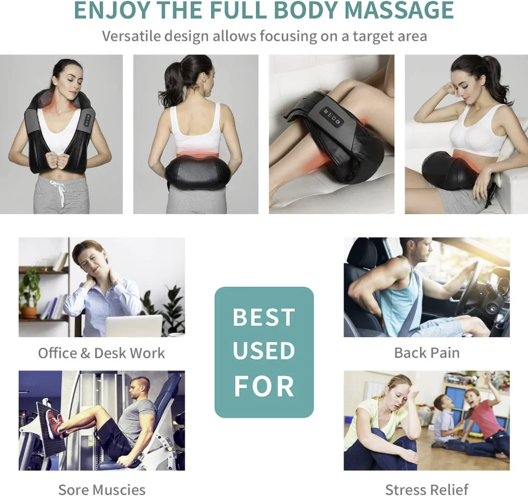 Dailylife Shiatsu Neck and Back Massager with Soothing Heat, Electric Deep Tissue 3D Kneading Massage Pillow for Shoulder, Leg, Body Muscle Pain Relief,