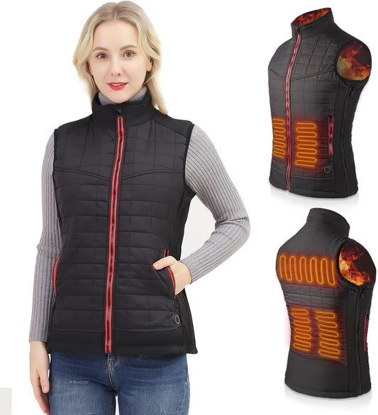 Women'S Heated Vest,  USB Charging Lightweight Heated Clothing with 3 Heating Levels, Heated Jacket for Hunting/Hiking(Black, Large)