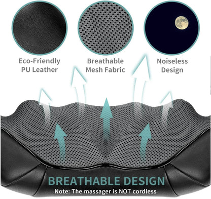 Dailylife Shiatsu Neck and Back Massager with Soothing Heat,  Electric Deep Tissue 3D Kneading Massage Pillow for Shoulder, Leg, Body Muscle Pain Relief,