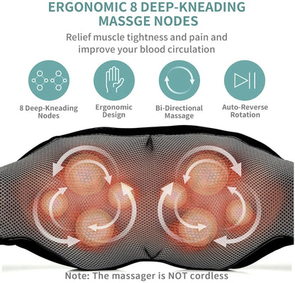 Dailylife Shiatsu Neck and Back Massager with Soothing Heat,  Electric Deep Tissue 3D Kneading Massage Pillow for Shoulder, Leg, Body Muscle Pain Relief,