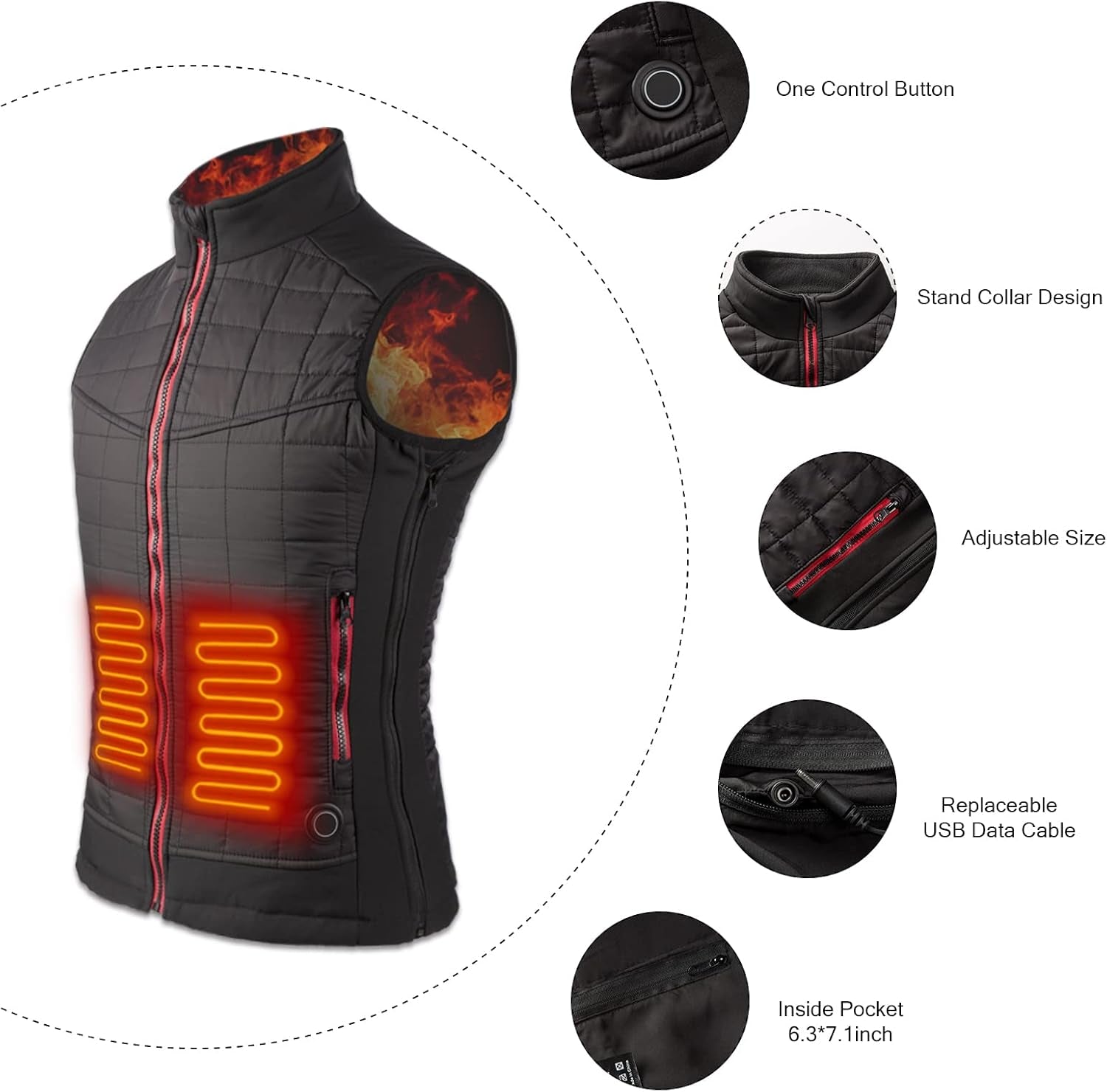 Women'S Heated Vest,  USB Charging Lightweight Heated Clothing with 3 Heating Levels, Heated Jacket for Hunting/Hiking(Black, Large)