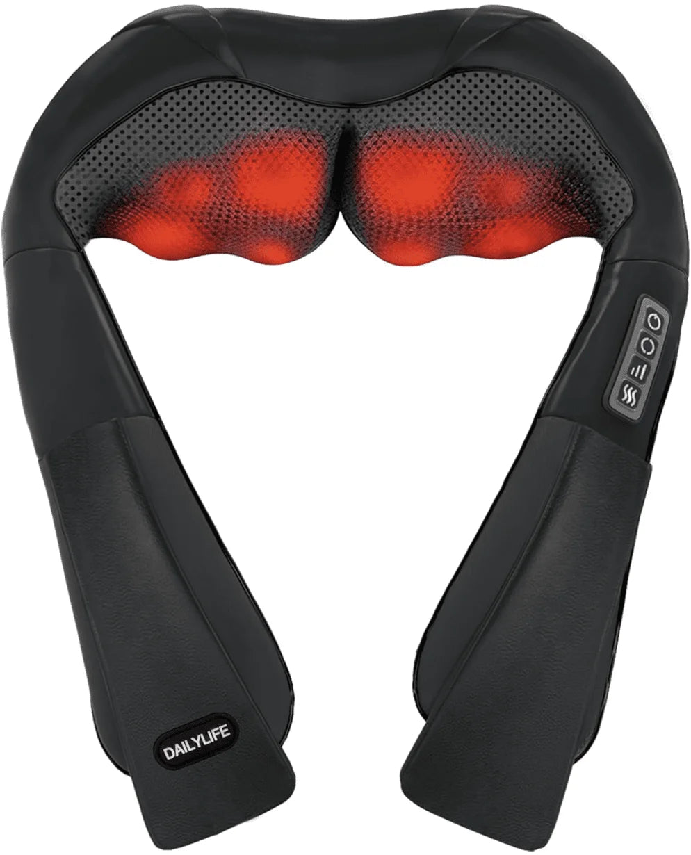 Dailylife Shiatsu Neck and Back Massager with Soothing Heat,  Electric Deep Tissue 3D Kneading Massage Pillow for Shoulder, Leg, Body Muscle Pain Relief,