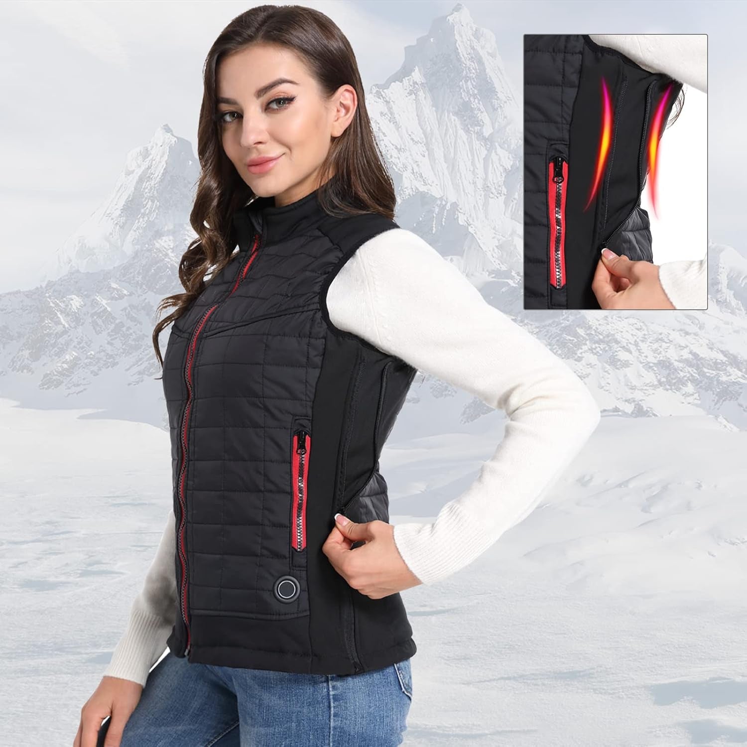 Women'S Heated Vest,  USB Charging Lightweight Heated Clothing with 3 Heating Levels, Heated Jacket for Hunting/Hiking(Black, Large)