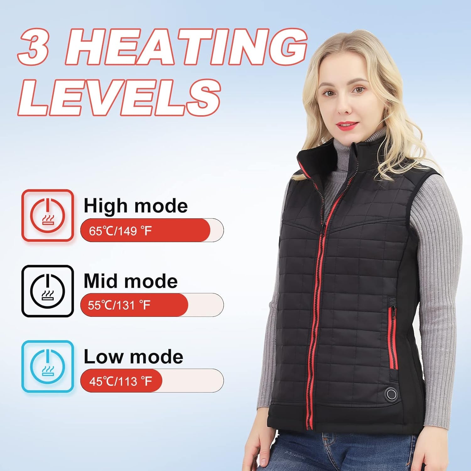 Women'S Heated Vest,  USB Charging Lightweight Heated Clothing with 3 Heating Levels, Heated Jacket for Hunting/Hiking(Black, Large)