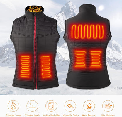 Women'S Heated Vest,  USB Charging Lightweight Heated Clothing with 3 Heating Levels, Heated Jacket for Hunting/Hiking(Black, Large)